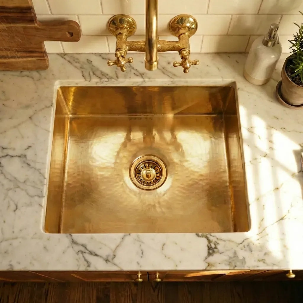 Unlacquered Brass Undermount Single Bowl Kitchen Sink