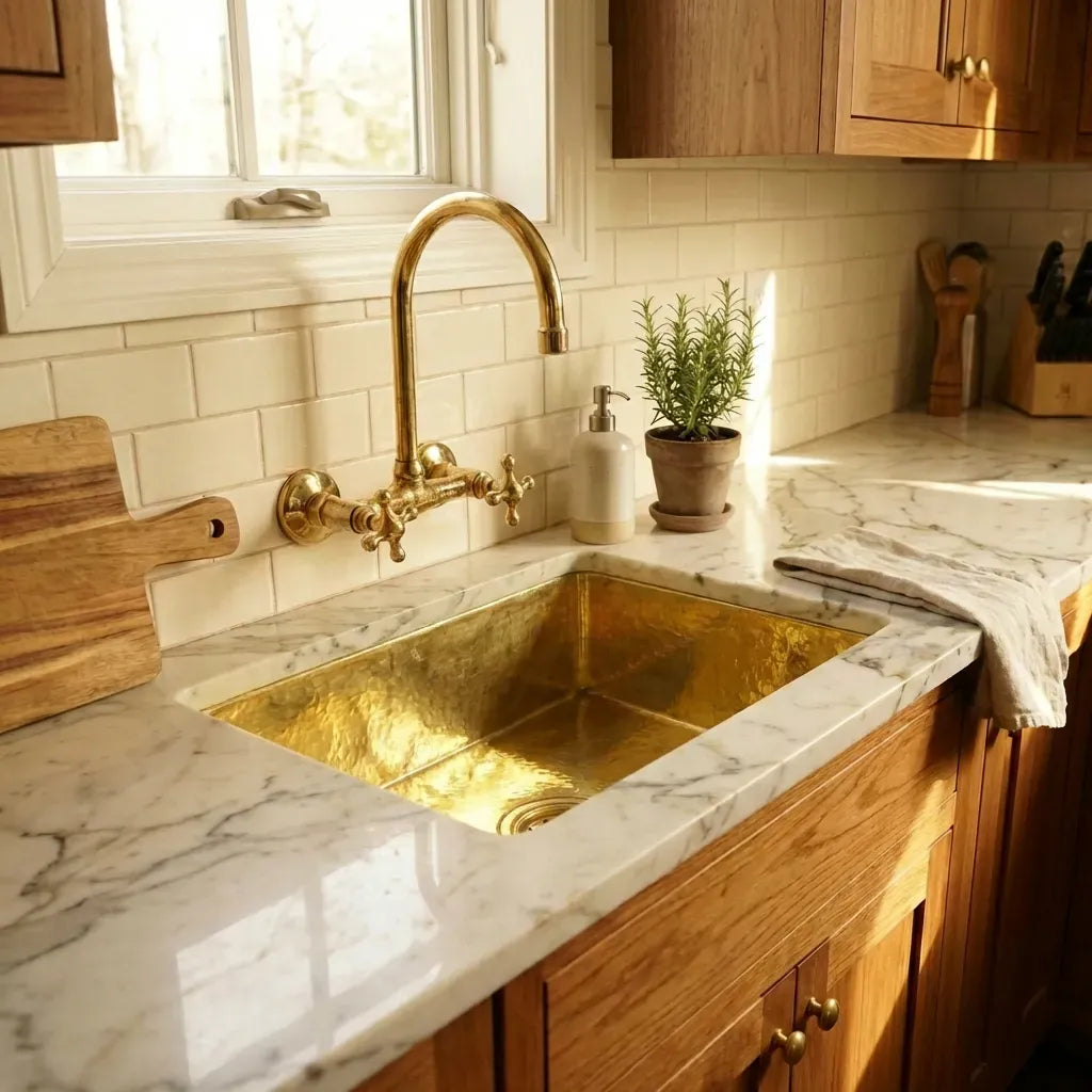 Unlacquered Brass Undermount Single Bowl Kitchen Sink
