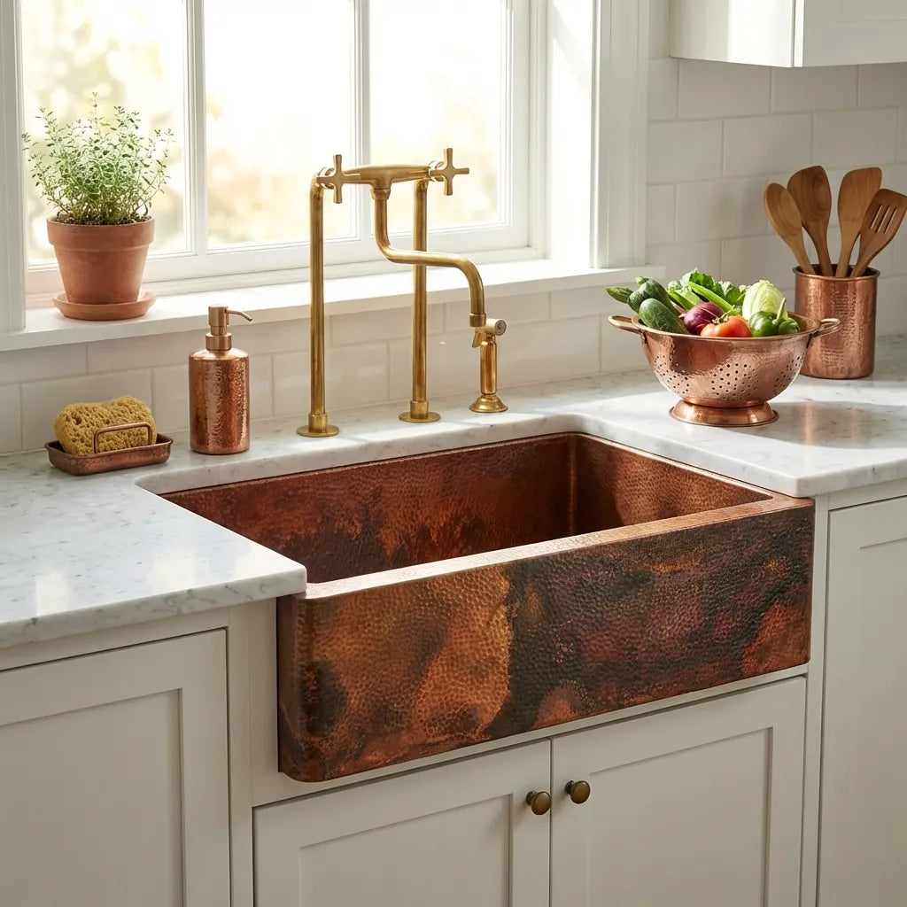 Copper Single Bowl Farmhouse Kitchen Sink-Jaxon