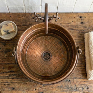 Aged Copper Bucket Vessel Sink by Zayian