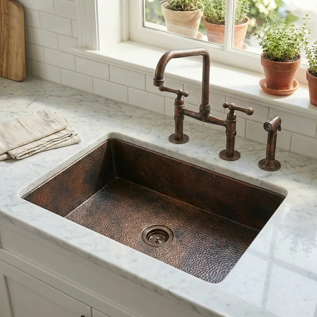 Hammered Copper Top Mount Sink - Nebula