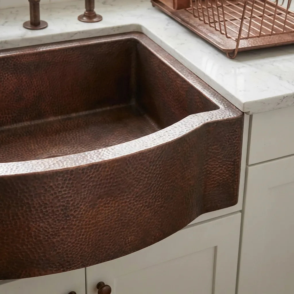 Single Basin Patina Copper Farmhouse Sink - Grande