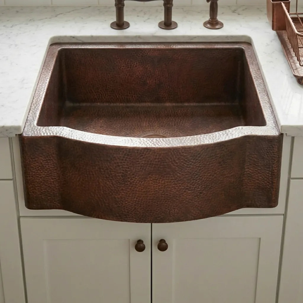 Single Basin Patina Copper Farmhouse Sink - Grande
