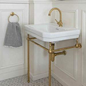Unlacquered Brass Console Vanity Legs – Handmade Bathroom Sink Stand - Zayian
