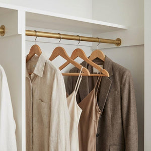 Solid Brass Closet Rail – Handmade Unlacquered Wardrobe Hanging Rod - Zayian