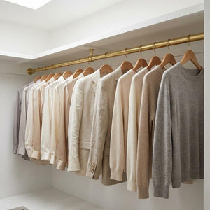 Solid Brass Closet Rail – Handmade Unlacquered Wardrobe Hanging Rod - Zayian