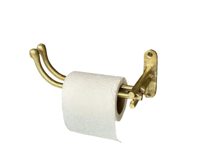Handmade Brass Toilet Paper Holder - Solid Unlacquered Wall Mounted Bathroom FixtureHandmade Unlacquered solid Brass Toilet Paper Holder