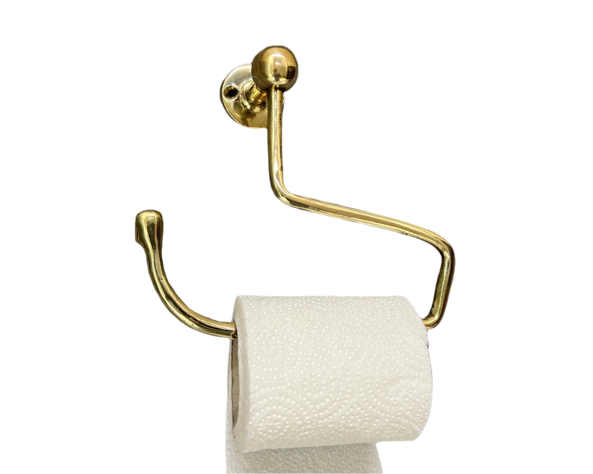 Handcrafted Solid Brass Toilet Roll Holder Stylish Brass Wall Mount Toilet Paper Holder Bathroom - Zayian