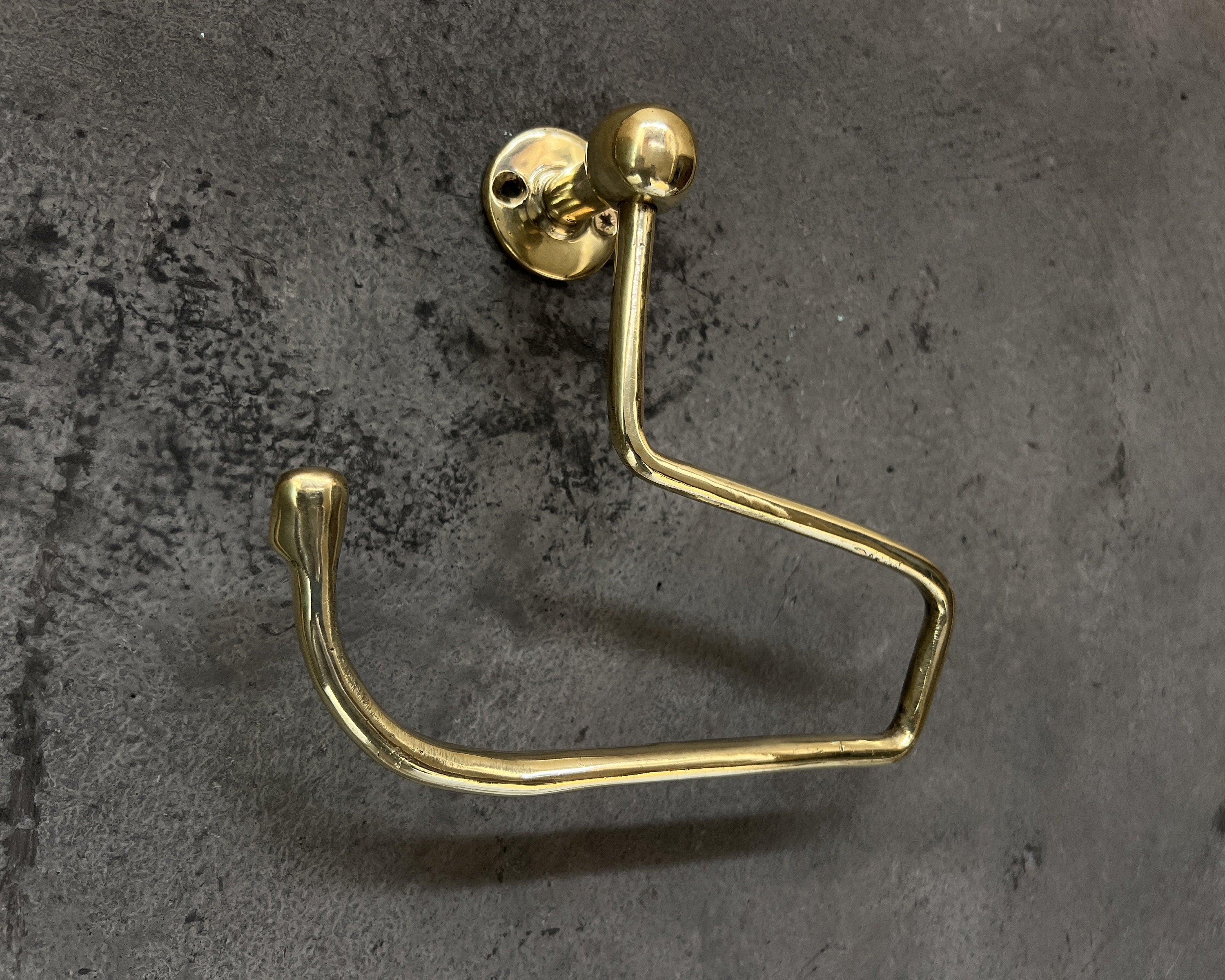 Handcrafted Solid Brass Toilet Roll Holder Stylish Brass Wall Mount Toilet Paper Holder Bathroom - Zayian