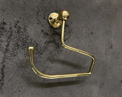 Solid Brass Wall Mount Toilet Paper Holder - Unlacquered Handmade Bathroom FixtureUnlacquered Brass Toilet Paper Holder - Solid Wall Mount 
