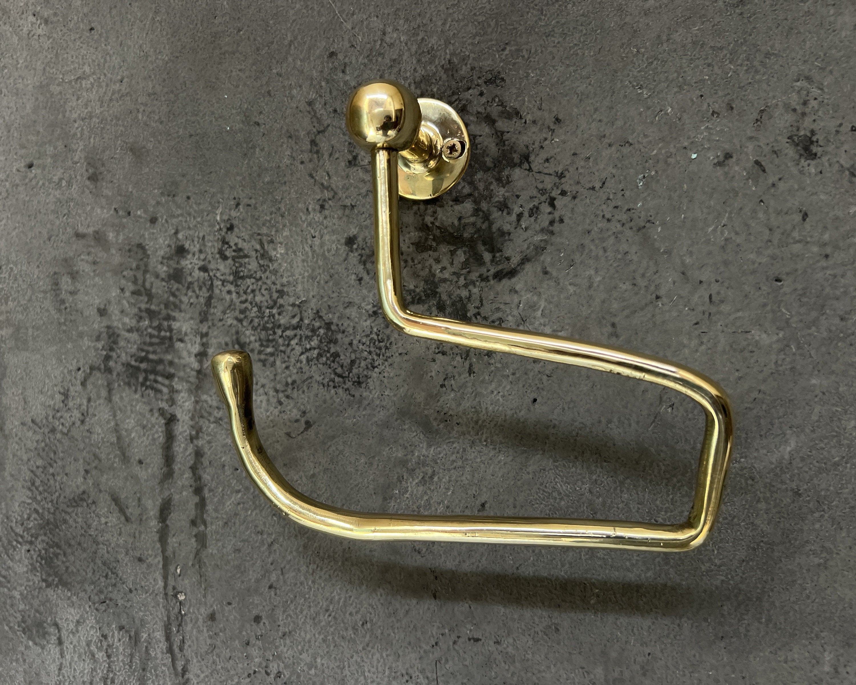 Handcrafted Solid Brass Toilet Roll Holder Stylish Brass Wall Mount Toilet Paper Holder Bathroom - Zayian