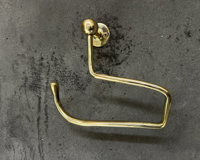 Solid Brass Wall Mount Toilet Paper Holder - Unlacquered Handmade Bathroom FixtureUnlacquered Brass Toilet Paper Holder - Solid Wall Mount 