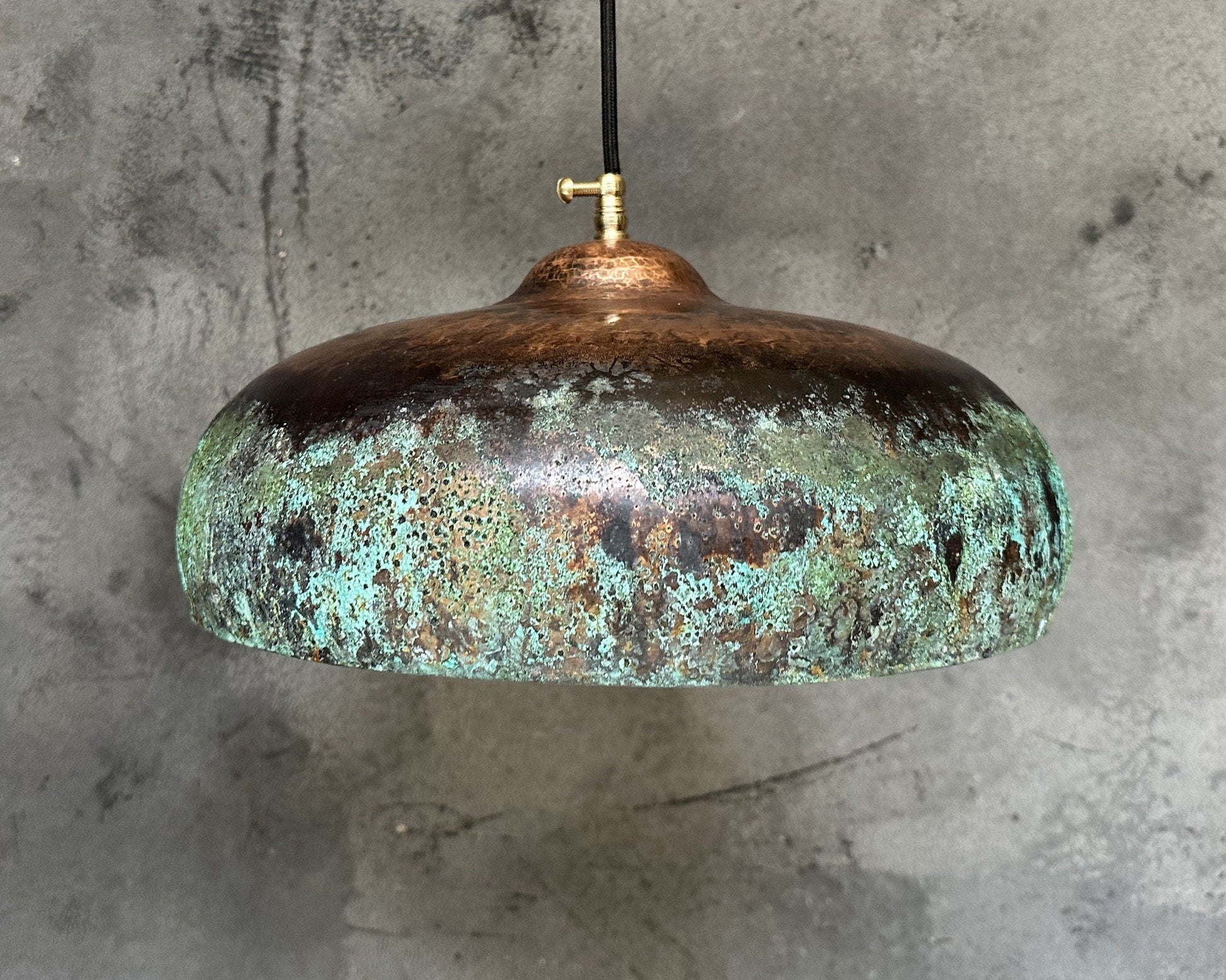 Green Patina Pendant Light, Black Copper Kitchen Island Lighting - Zayian