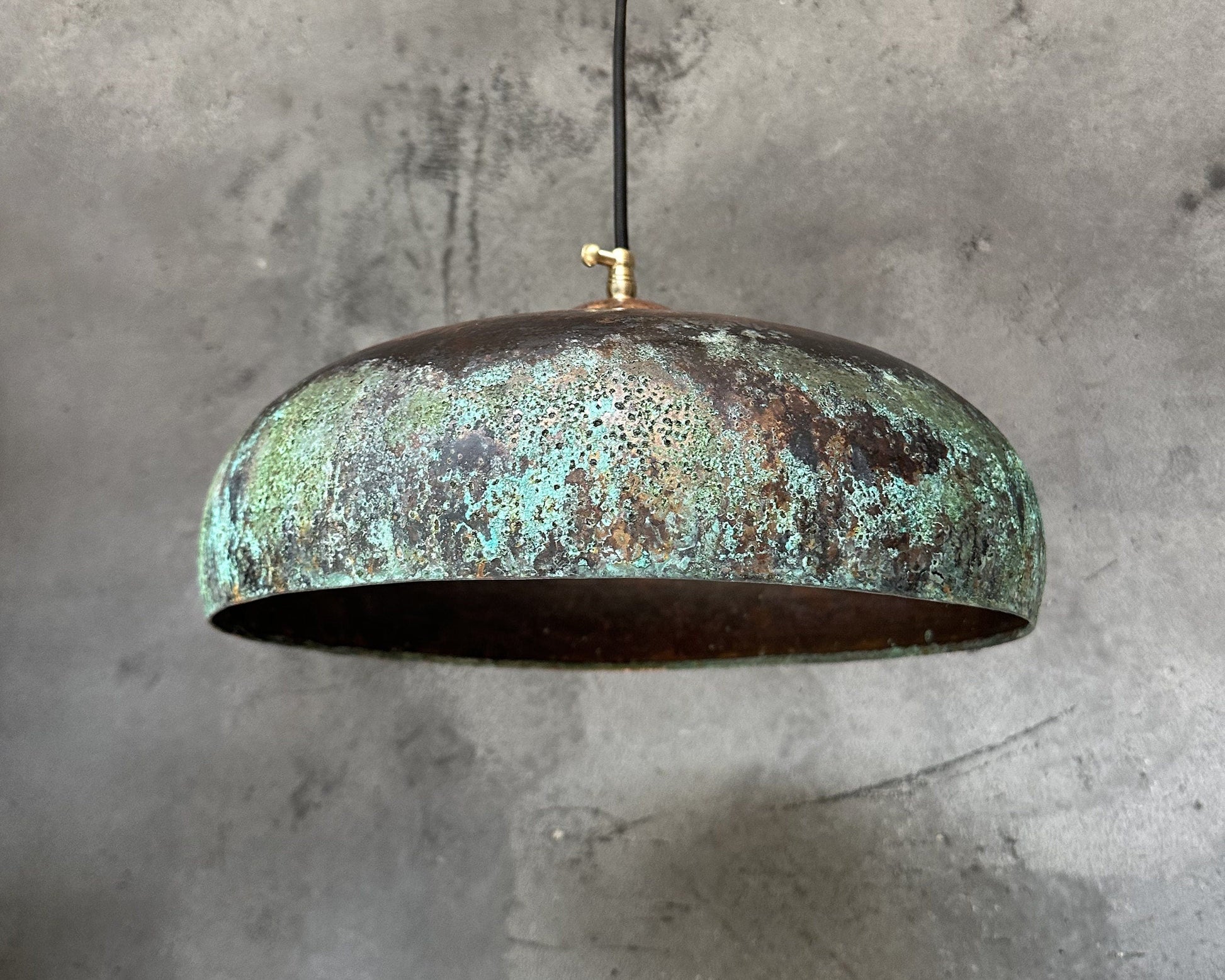 Green Patina Pendant Light, Black Copper Kitchen Island Lighting - Zayian