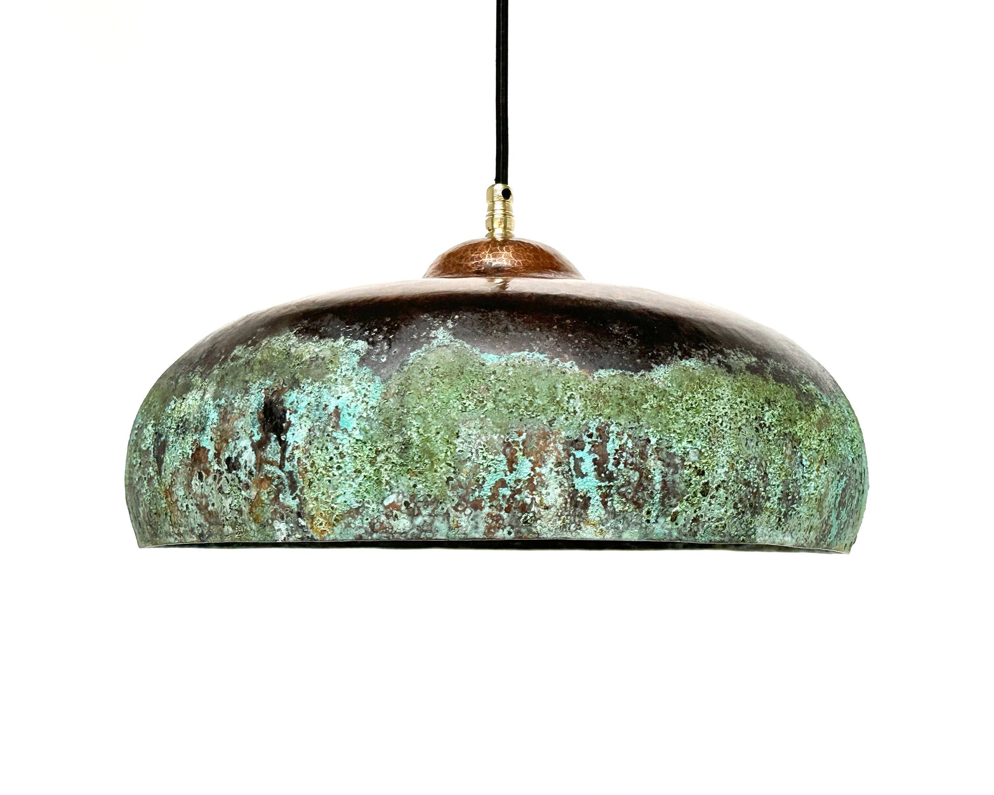 Green Patina Pendant Light, Black Copper Kitchen Island Lighting - Zayian