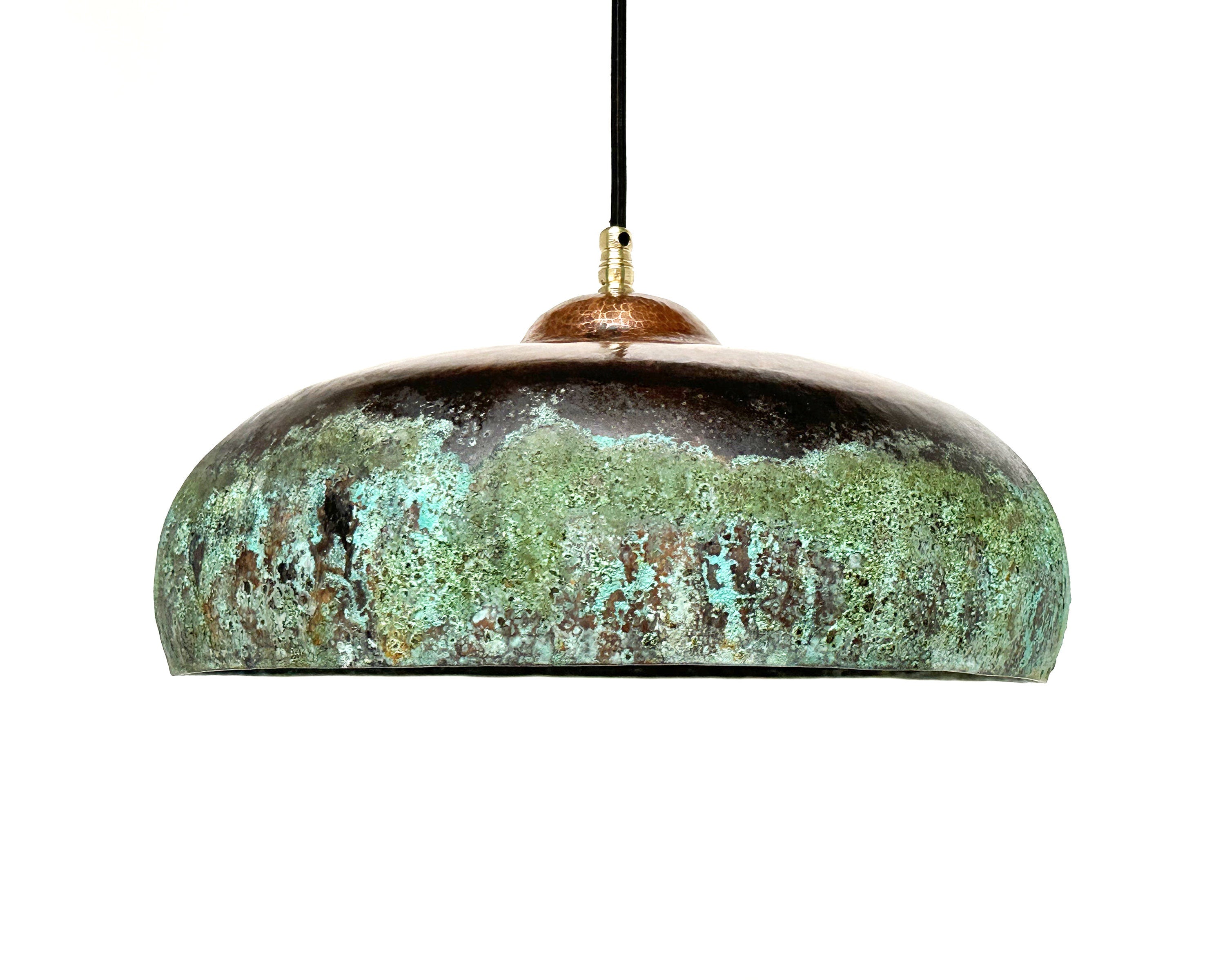 Green Patina Pendant Light, Black Copper Kitchen Island Lighting - Zayian