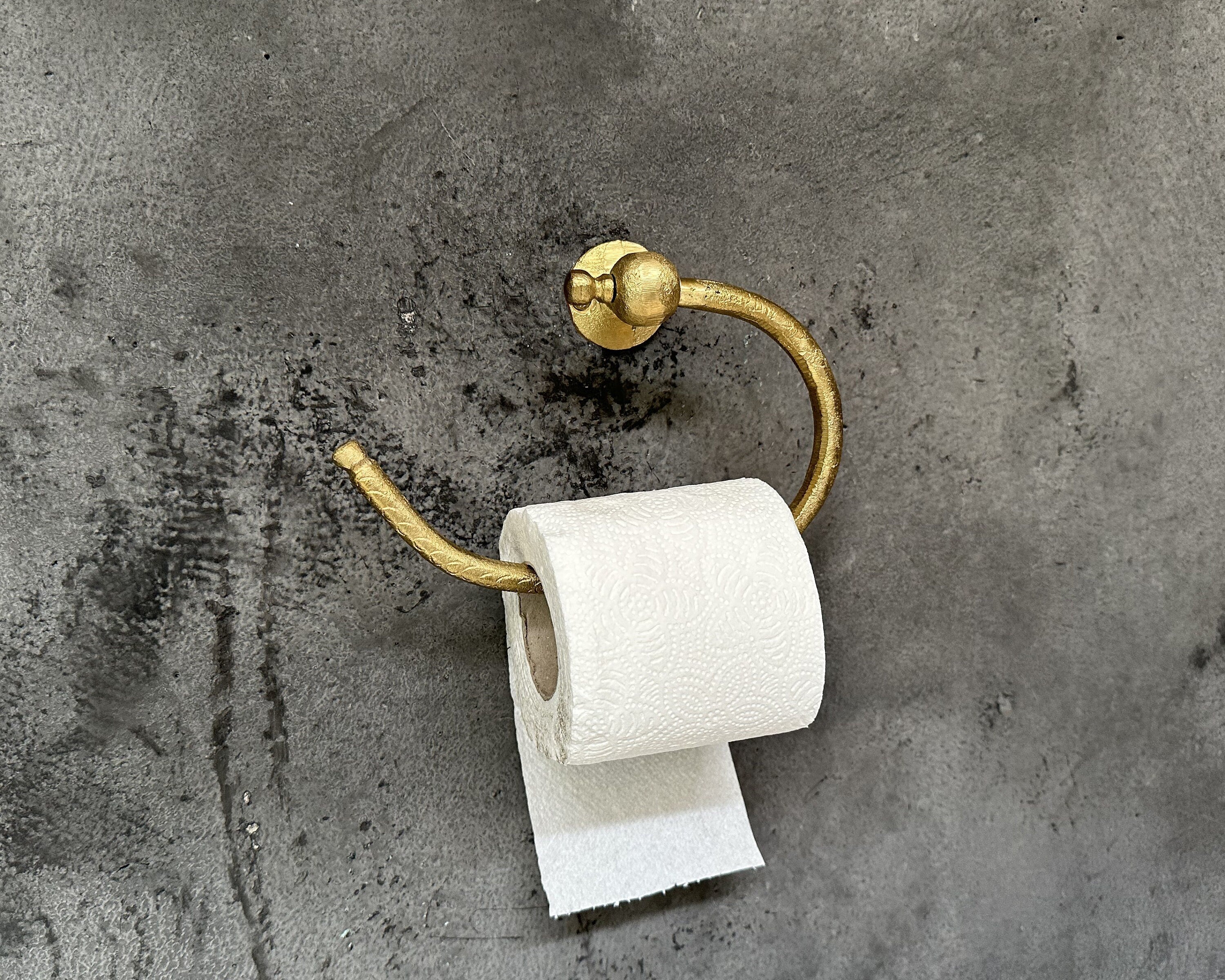 Handcrafted Solid Brass Wall Mount Toilet Paper Holder - Zayian