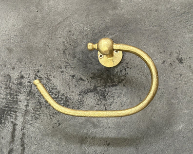 Curved Unlacquered Brass Toilet Paper Holder - Handcrafted Wall Mounted Solid Brass Roll HolderUnlacquered Brass Curved Toilet Paper Holder - Handmade Solid Brass