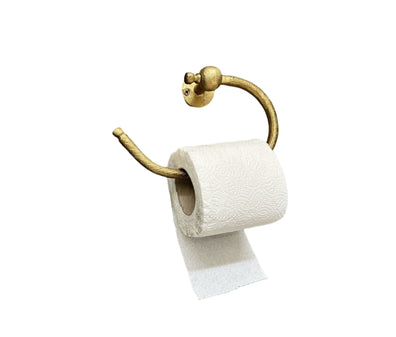 Curved Unlacquered Brass Toilet Paper Holder - Handcrafted Wall Mounted Solid Brass Roll HolderUnlacquered Brass Curved Toilet Paper Holder - Handmade Solid Brass
