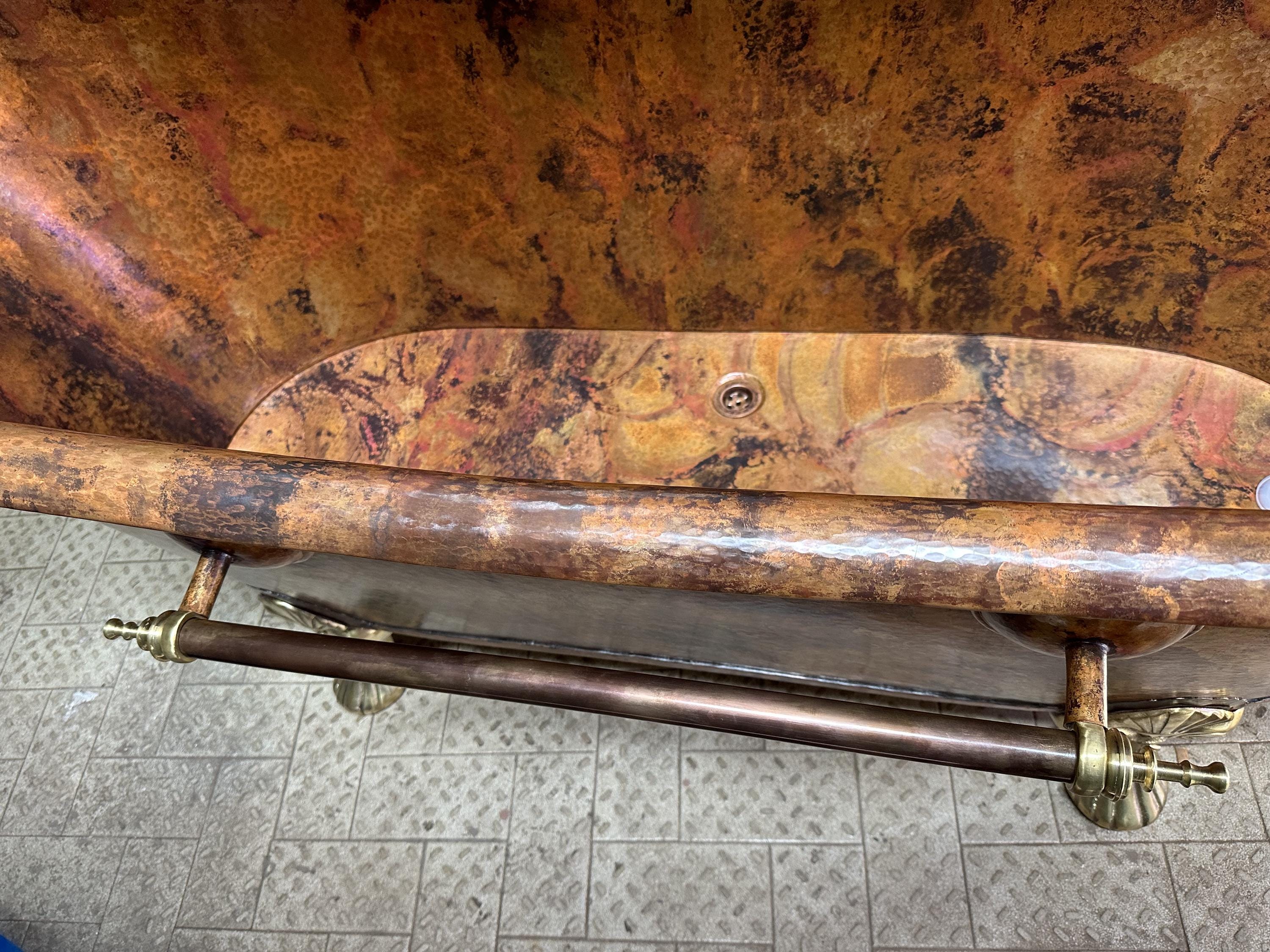 Clawfoot Copper Bathtub, Copper Soaking Tub With Patina Finish - Zayian