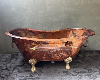 Clawfoot Copper Bathtub, Copper Soaking Tub With Patina FinishClawfoot Copper Bathtub, Copper Soaking Tub With Patina Finish