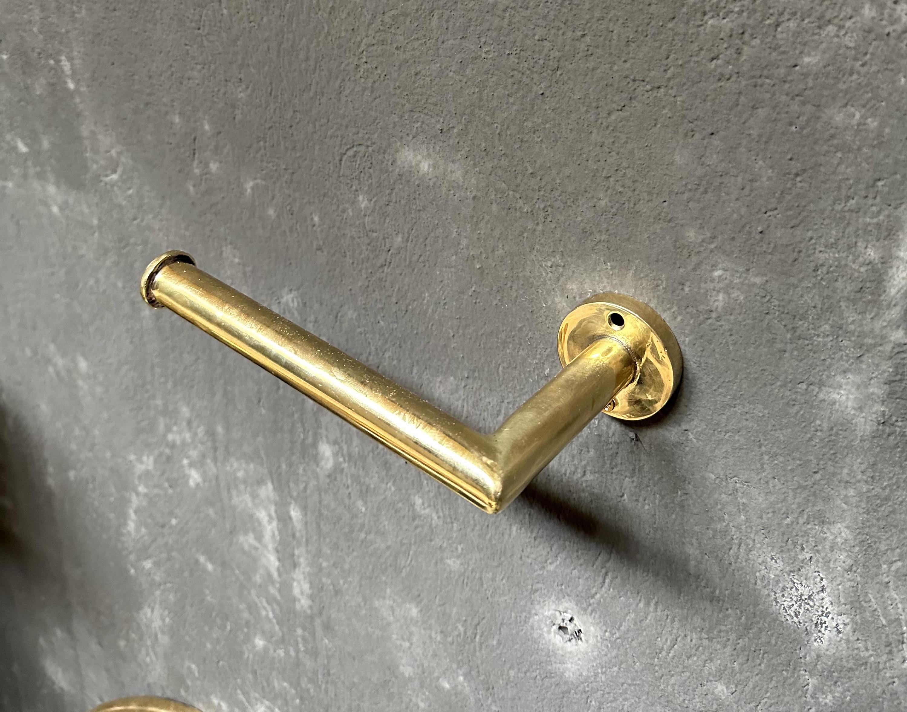 Solid Brass Toilet Paper Holder, Unlacquered Brass Toilet Roll Holder, Handcrafted Tissue Holder for Bathroom - Zayian