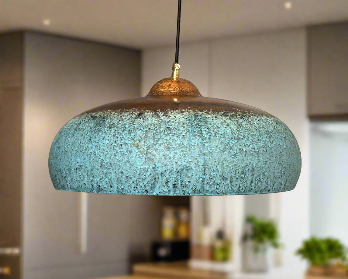 Blue Patina Copper Kitchen Island Lighting - Zayian