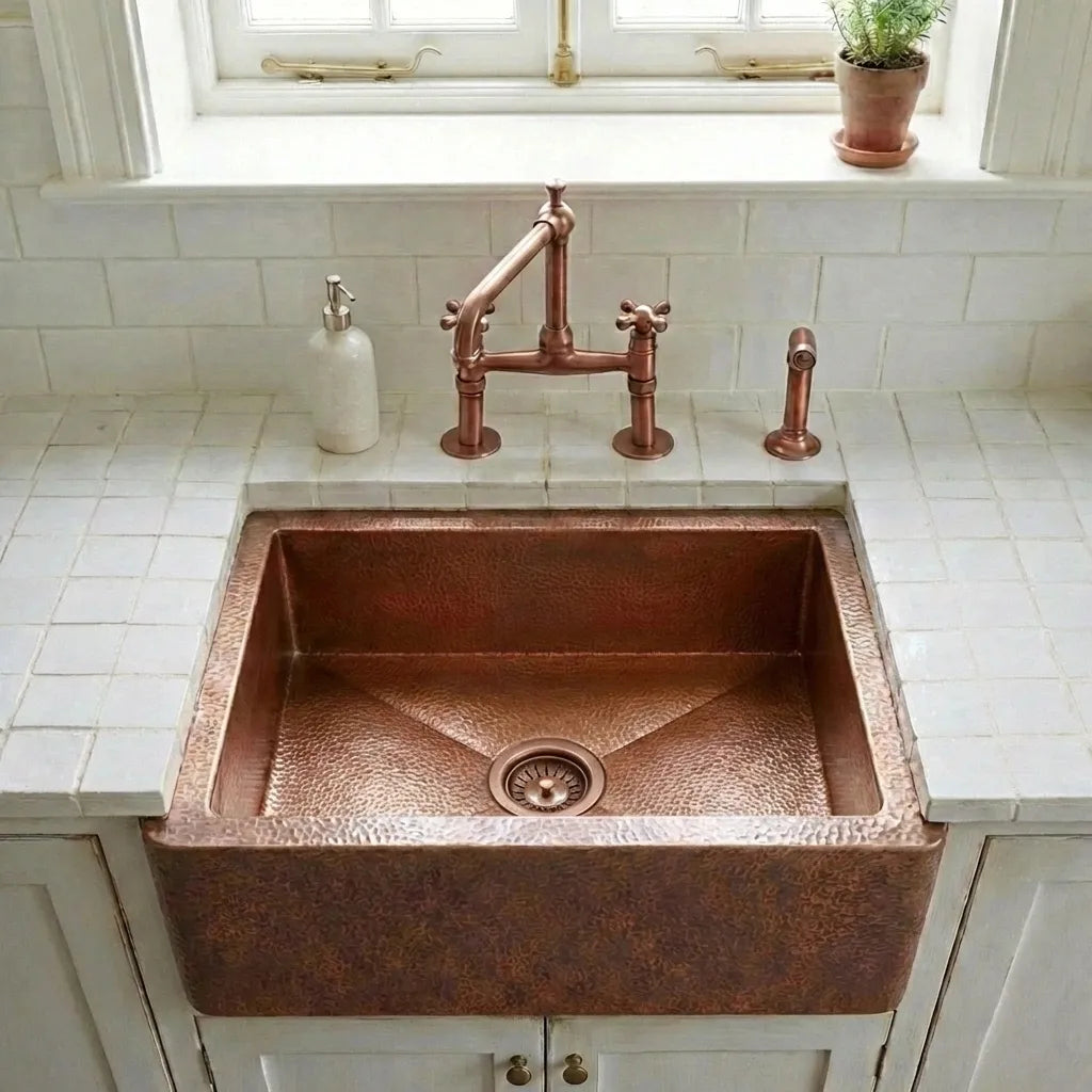 Single Apron Copper Farmhouse Sink -Lona