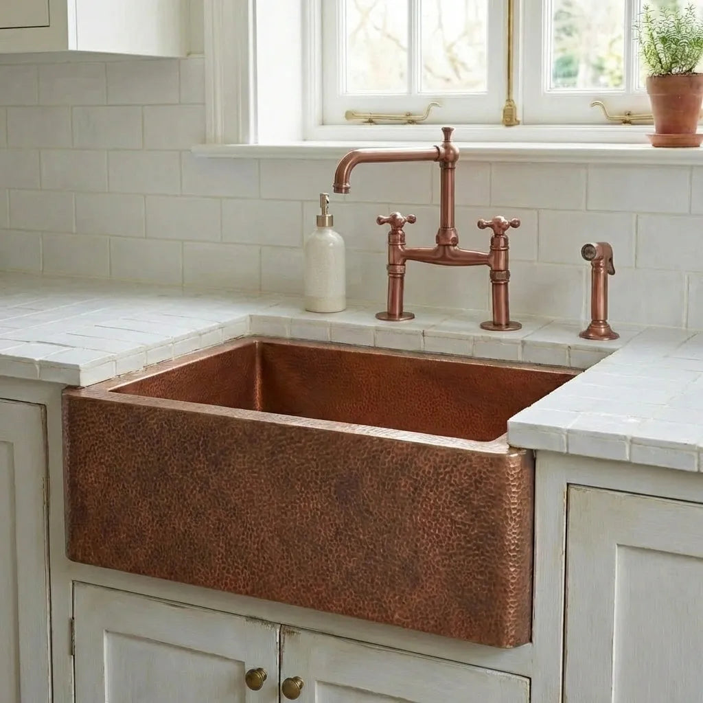 Single Apron Copper Farmhouse Sink -Lona