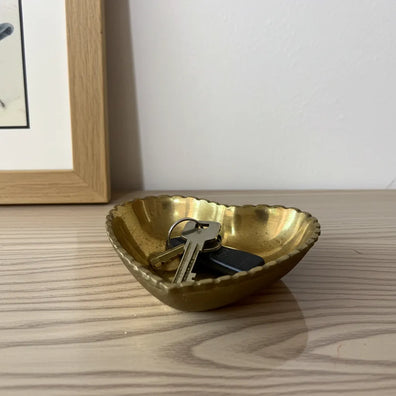 Handcrafted Brass Heart Dish - Solid Brass Key Bowl & Jewelry HolderSolid Brass Heart Dish - Handmade Key & Jewelry Holder