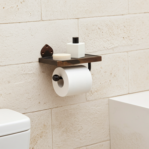 Handmade Aged Copper Toilet Paper Holder with Shelf – Rustic Wall Mounted Bathroom Hardware - Zayian