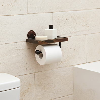 Handmade Aged Copper Toilet Paper Holder with Shelf - Rustic Wall Mounted Bathroom HardwareHandmade Aged Copper Toilet Paper Holder with Shelf - Rustic Bathroom Hardware