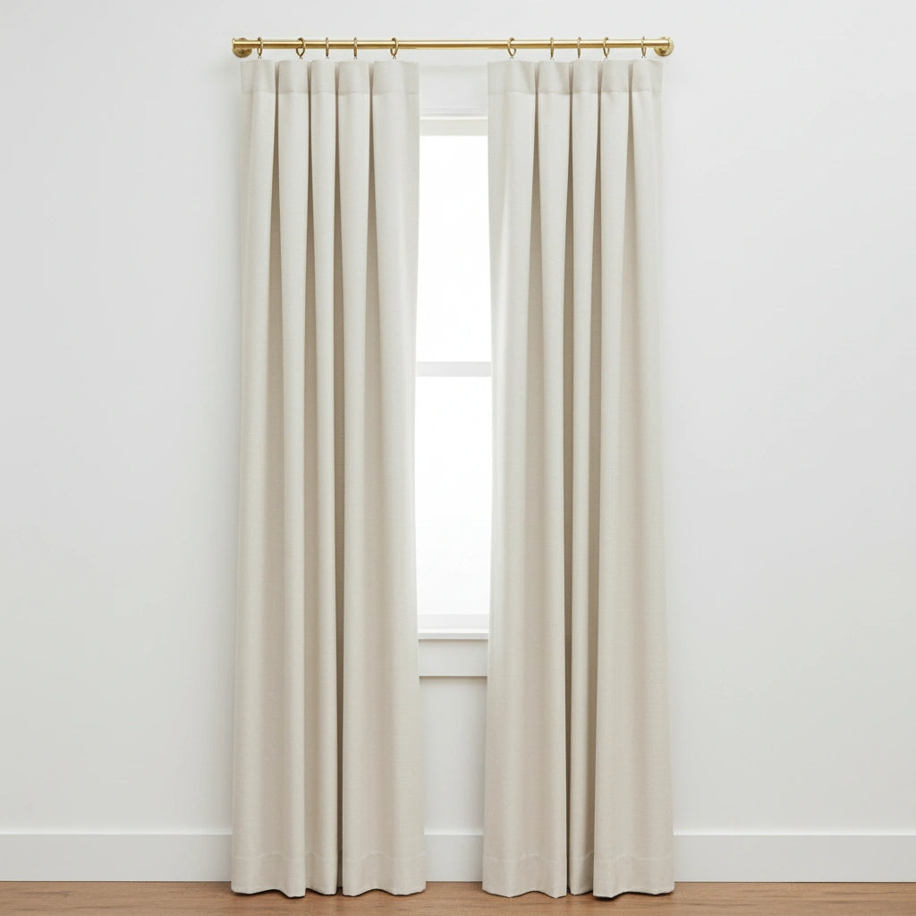 Solid Unlacquered Brass Curtain Rod – Wall Mount Window Hanging Bar with Rings - Zayian