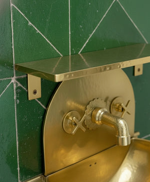 Hammered Solid Brass Wall Sink – Unlacquered Bathroom Basin with Faucet - Zayian