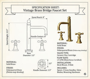 Unlacquered Brass Widespread Faucet – Tall Spout Bathroom Lever Tap - Zayian