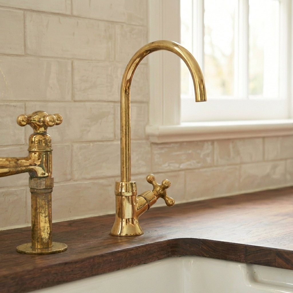 Unlacquered Brass Kitchen Water Dispenser – Solid Brass Drinking Tap - Zayian