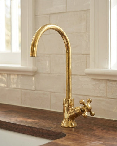 Unlacquered Brass Kitchen Water Dispenser - Solid Brass Drinking TapUnlacquered Brass Kitchen Water Dispenser| Natural & Long-Lasting