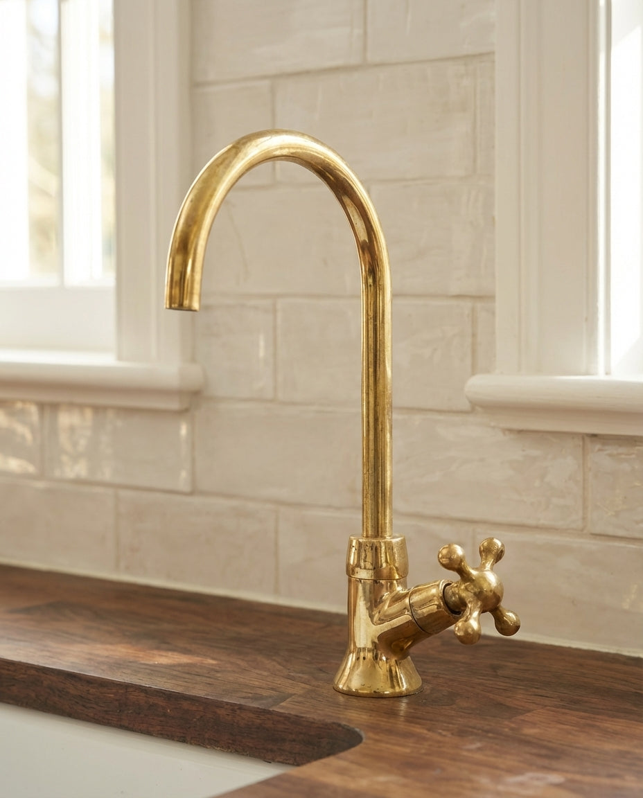 Unlacquered Brass Kitchen Water Dispenser – Solid Brass Drinking Tap - Zayian