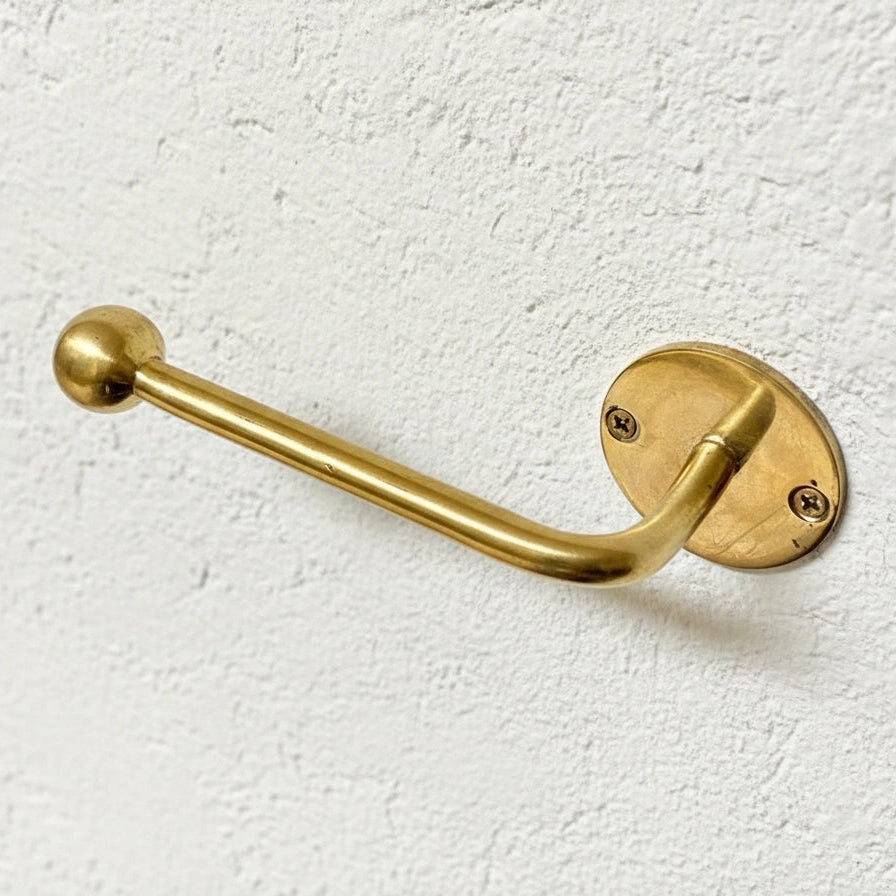 Handmade Unlacquered Brass Toilet Paper Holder 