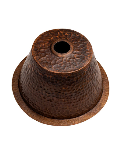 Aged Copper Round Bar Sink - Dark Brown Dropped In Sink - Hammered Finish Round Copper Bar Sink - Hammered Drop In Sink | PURE COPPER | 