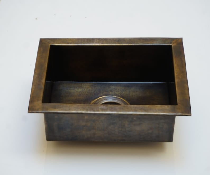 Antique Bronze Hammered Brass Undermount Farmhouse Kitchen Sink - Zayian