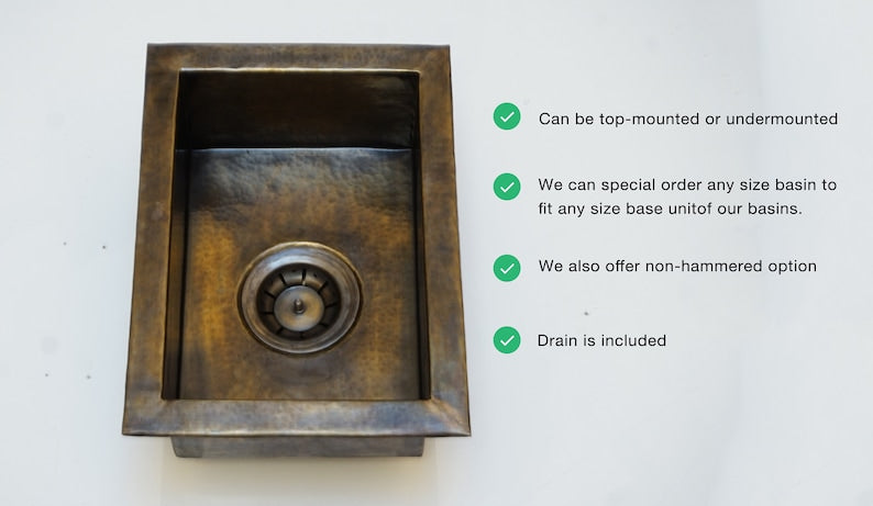 Antique Bronze Hammered Brass Undermount Farmhouse Kitchen Sink - Zayian