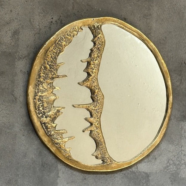 Solid Brass Round Wall Mirror, Round Brass Bathroom Mirror - Zayian