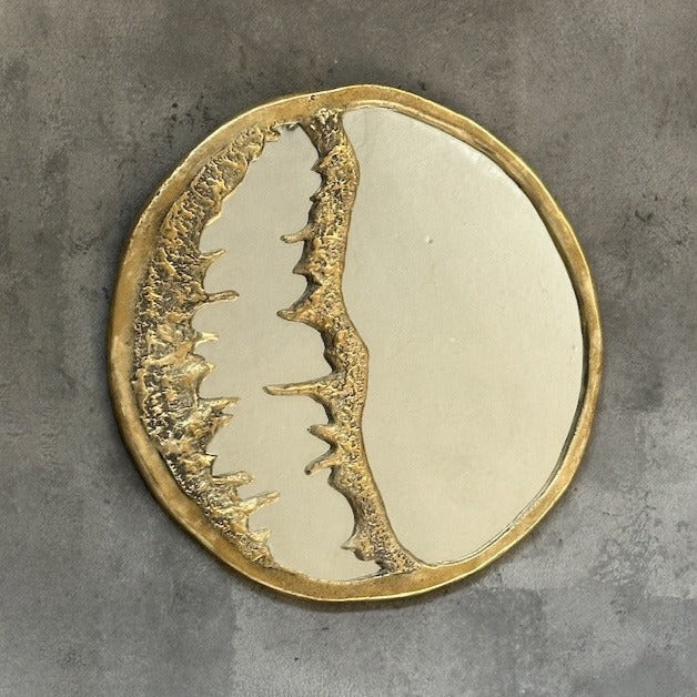 Solid Brass Round Wall Mirror, Round Brass Bathroom Mirror - Zayian