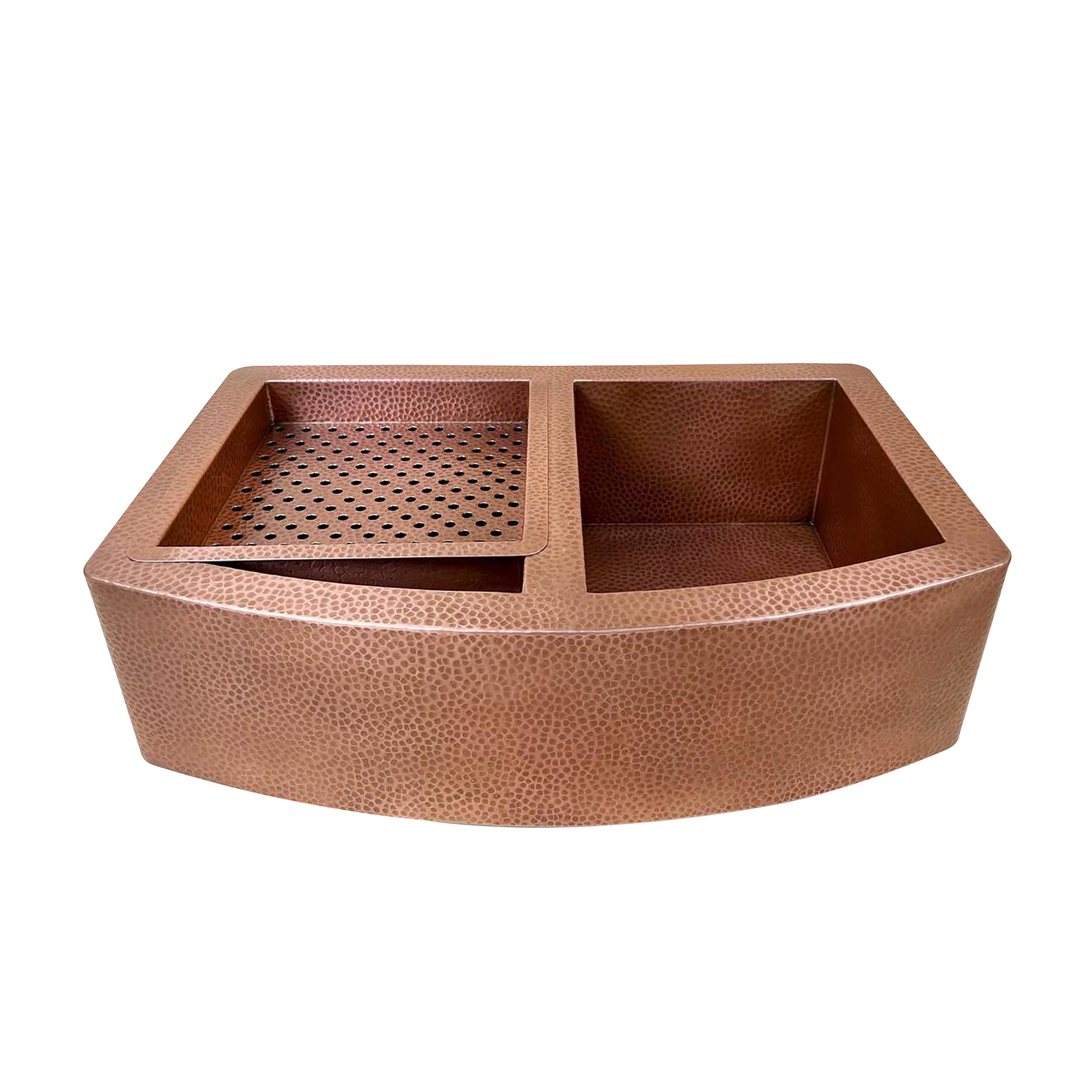 Double-Bowl Hammered Copper Farmhouse Kitchen Sink - Kova - Zayian