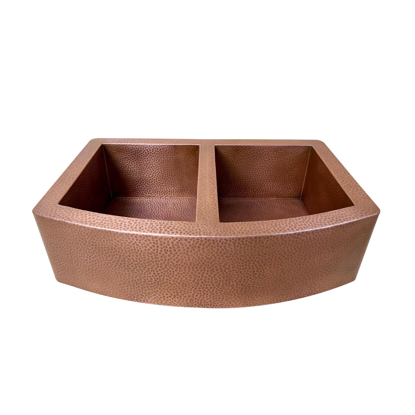 Double-Bowl Hammered Copper Farmhouse Kitchen Sink - Kova - Zayian