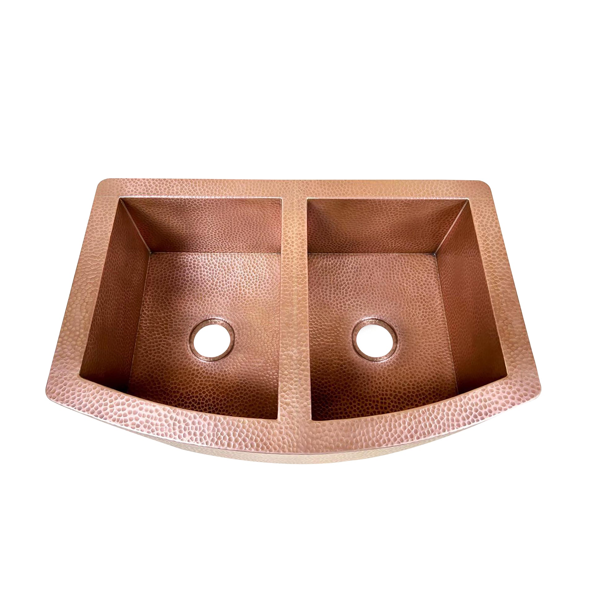 Double-Bowl Hammered Copper Farmhouse Kitchen Sink - Kova - Zayian