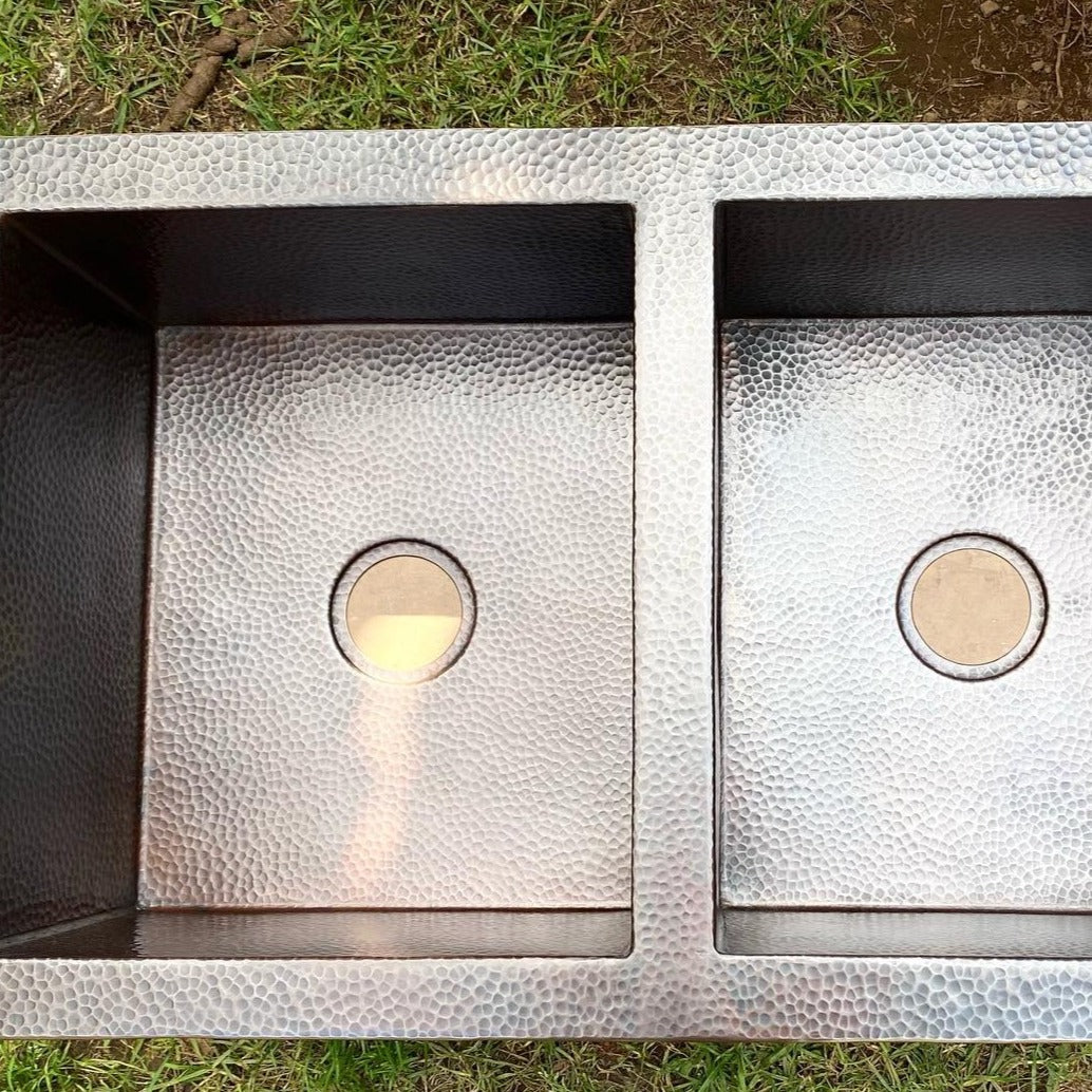 copper double bowl kitchen sink