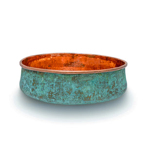 Verdigris Patina Hammered Copper Top Mount Bathroom Vessel Sink Vanity - Zayian