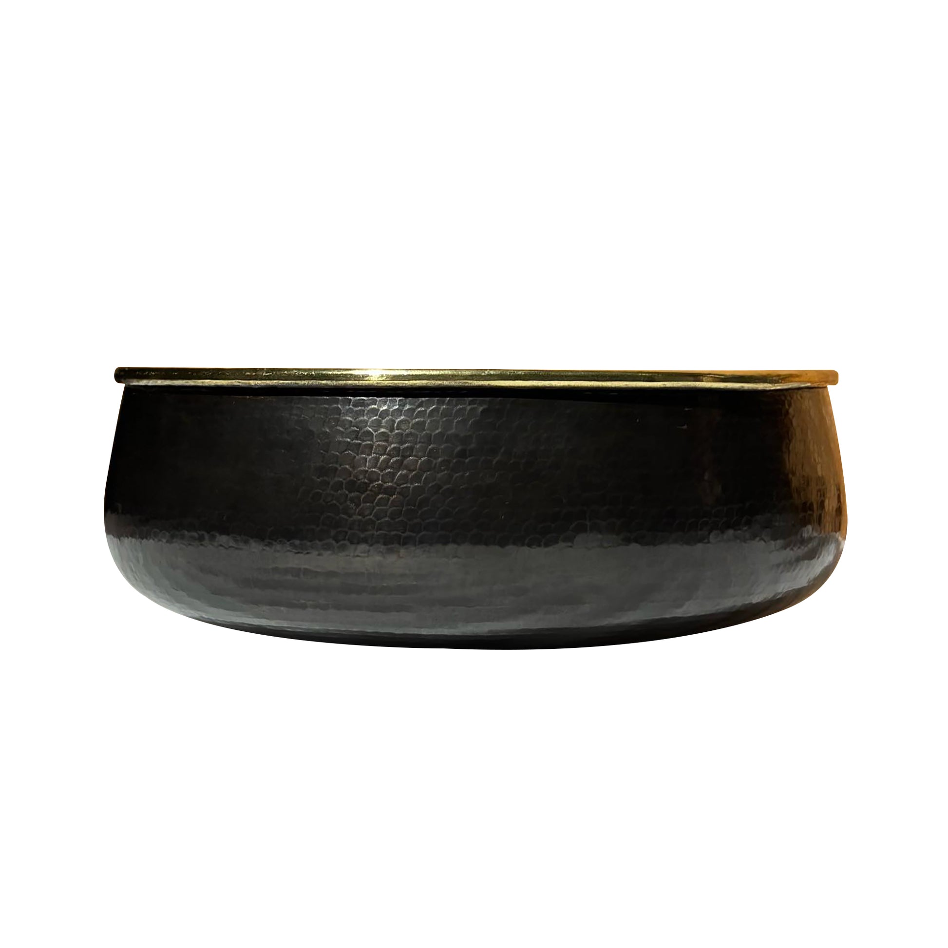 Handcrafted Brass Vessel Sink -Black Round Bathroom Sink Nya - Zayian